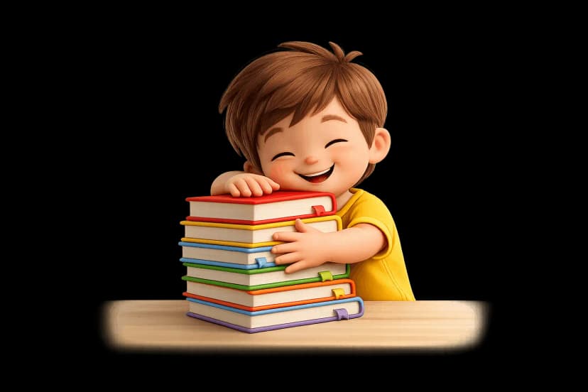 Illustration of a child reading a book