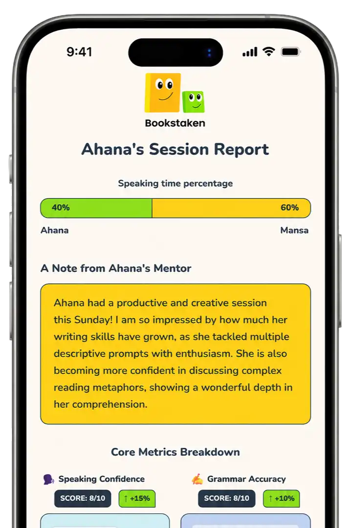 Post-session insights report showing child's progress and session summary