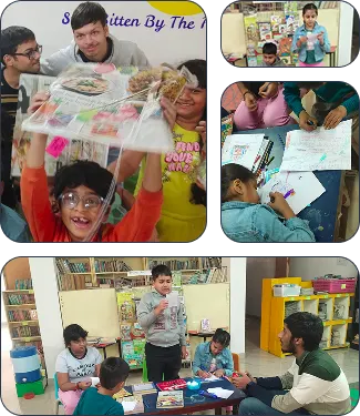 Children and mentors enjoying a reading session
